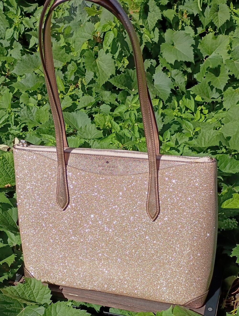 kate spade Glitter Tote in Rose Gold